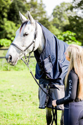 Waterproof Fleece Lined turnout - Navy with Grey Neck Combo